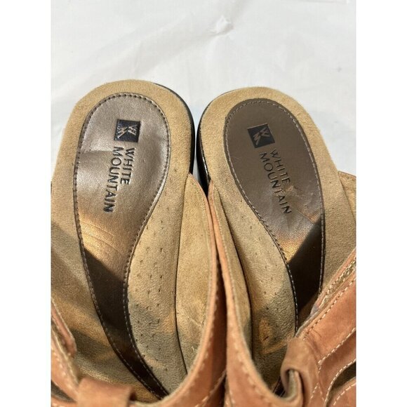 White Mountain Mast Clog Wedge Nubuck Leather Sandals Nutmeg SIZE 8 - Picture 5 of 16